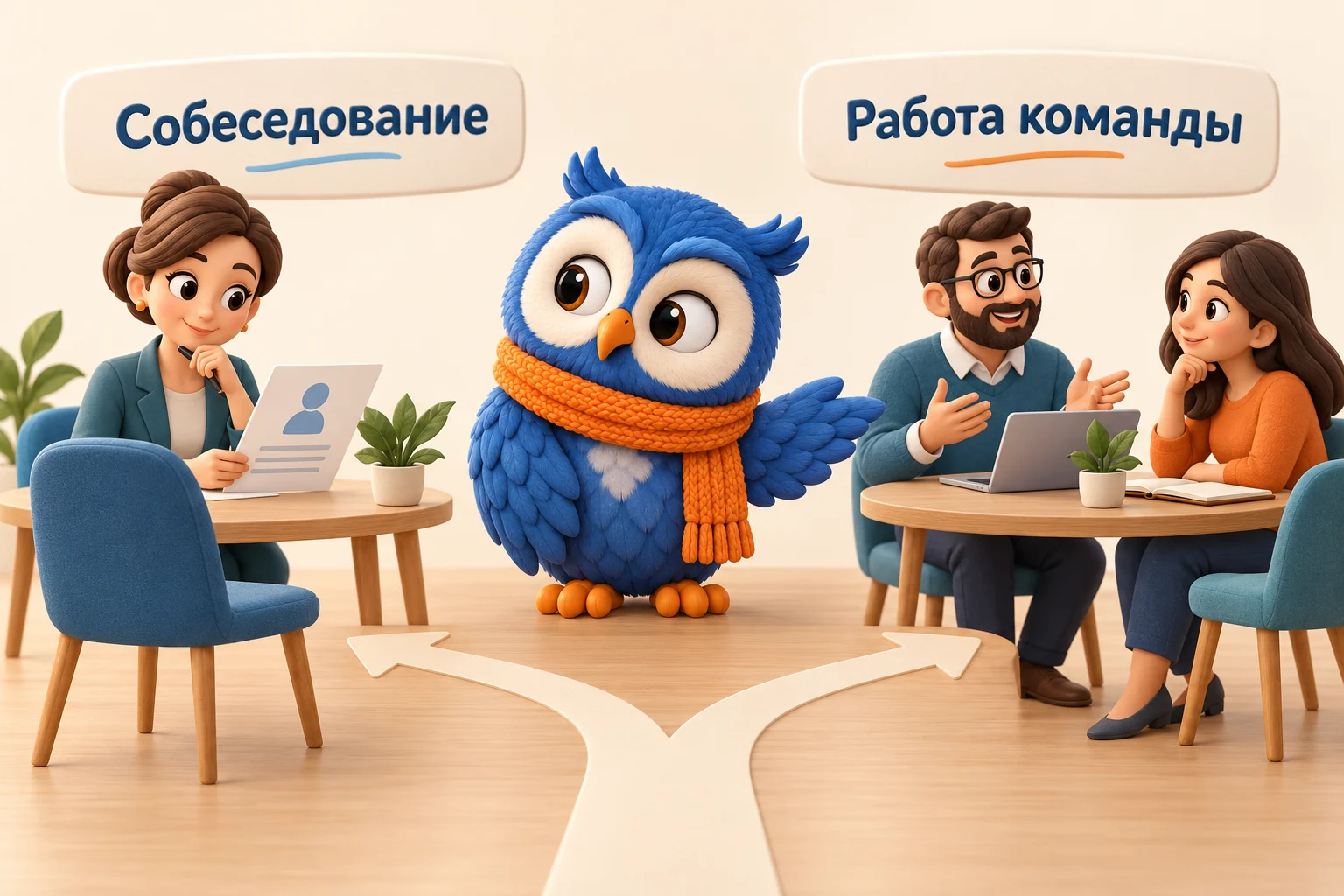 HR-специалист готовит собеседование, а руководитель обсуждает работу с сотрудником.