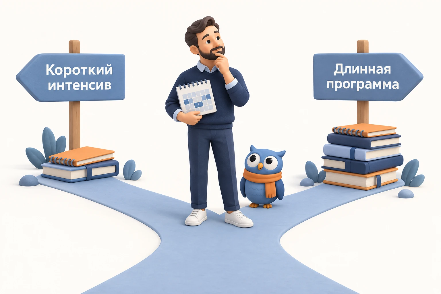Руководитель с рабочим календарём выбирает между коротким интенсивом и длинной программой обучения.